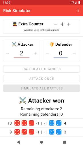 Risk Battle Simulator - Risk Calculator/Dice Roll screenshot 2