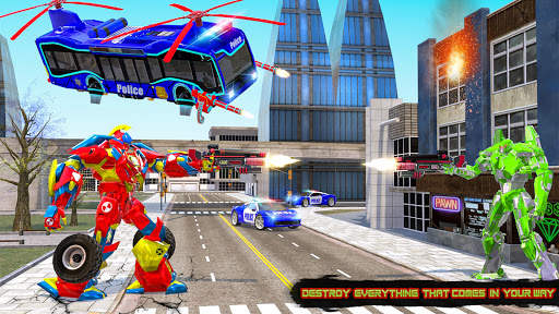Fly Bus Robot Helicopter Car Transform Robot Games screenshot 12