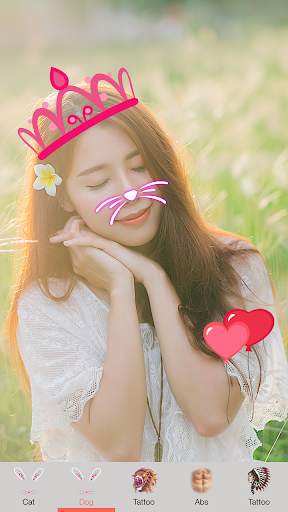 Cat Face & Heart Crown Stickers Best One Camera screenshot 1