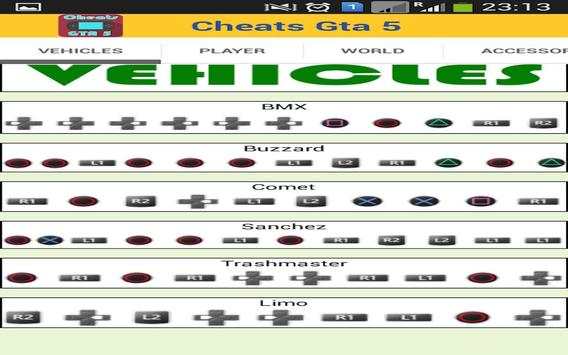 Cheats Gta 5 screenshot 8