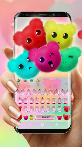 Kawaii Fluffy Teddy Bear Keyboard Theme screenshot 1