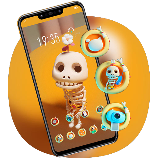 Cartoon Skull With A Flower theme Y21L icon