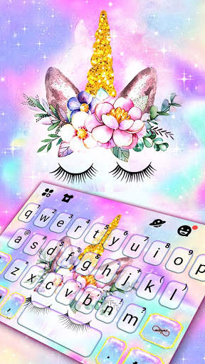 Galaxy Floral Unicorn Keyboard Theme screenshot 1
