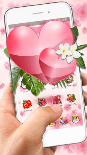 Pink Flower Love Heart Theme screenshot 1