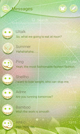 (FREE) GO SMS PRO LEAVES THEME स्क्रीनशॉट 2