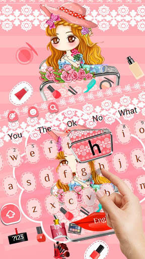 Makeup Cute Girl Keyboard Theme screenshot 1