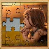 cute little girl jigsaw puzzle game logo