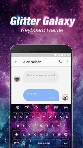 Glitter Galaxy Emoji Keyboard Theme for Instagram screenshot 2
