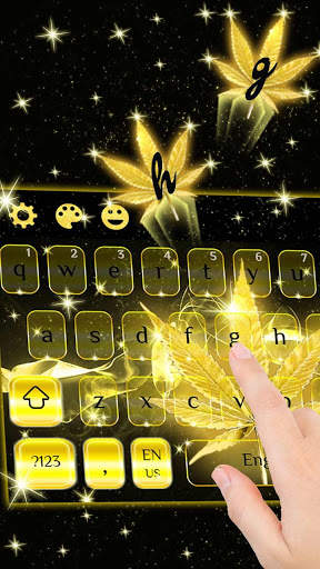 Golden Weed Rasta Shiny Keyboard Theme screenshot 1