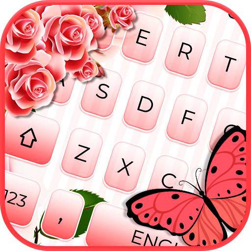 Pink Rose Butterfly Keyboard 1.0