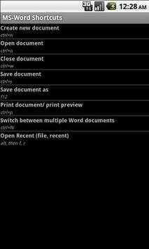MS Word Shortcuts screenshot 2