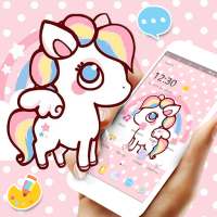 Pink Cartoon Unicorn Rainbow Theme logo