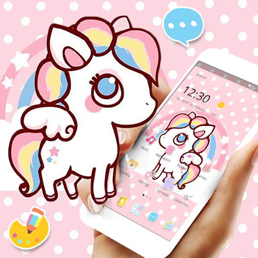 Pink Cartoon Unicorn Rainbow Theme 1.1.3
