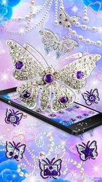 Purple & Glossy Gray Diamond Butterfly Theme screenshot 3