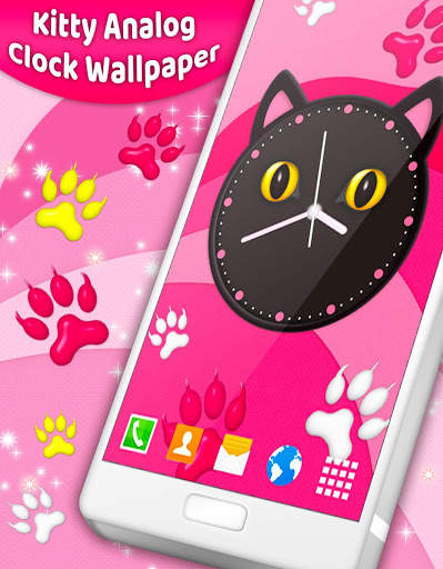 Kitty Clock Wallpaper 😻 Cute Cat Live Wallpapers screenshot 1