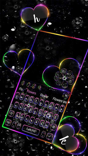 Violet Neon Black Flower Keyboard 2 تصوير الشاشة