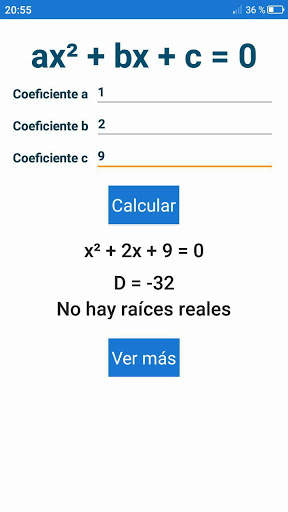 Ecuación cuadrática resolver. screenshot 3