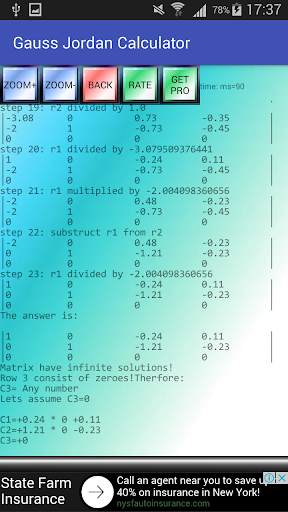 Gauss Jordan Calculator 2 تصوير الشاشة
