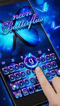 Neon Butterflies Keyboard Theme screenshot 1