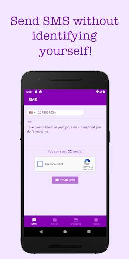 Anonymous SMS & E-mail screenshot 1