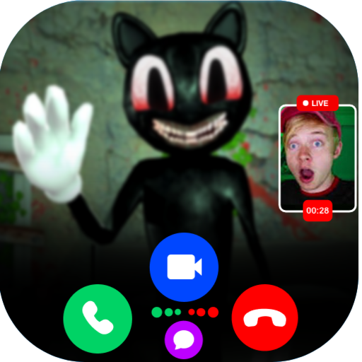 cartoon cat call &amp; games icon