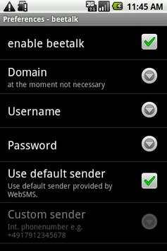 WebSMS: Beetalk Connector screenshot 2