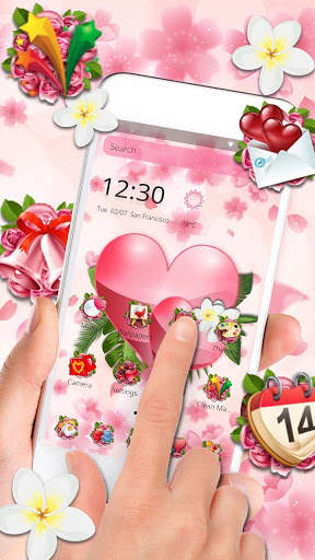 Pink Flower Love Heart Theme screenshot 3