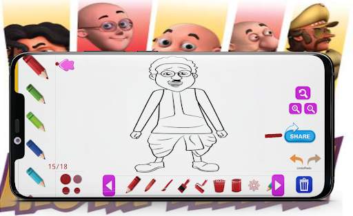Motu Drawing or Coloring Game-Patlu Sketching Game screenshot 4