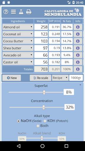 Mendrulandia.es (soap calculator) app screenshot 3