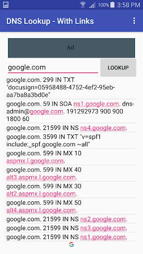 DNS Lookup - With Links screenshot 2