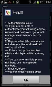 Missed call alerts on Email screenshot 3