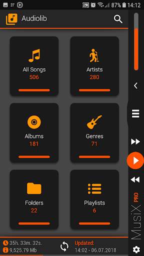 MusiX Material Dark Orange Skin for music player screenshot 4