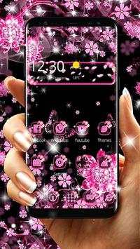 Black Pink Flowers Theme screenshot 1