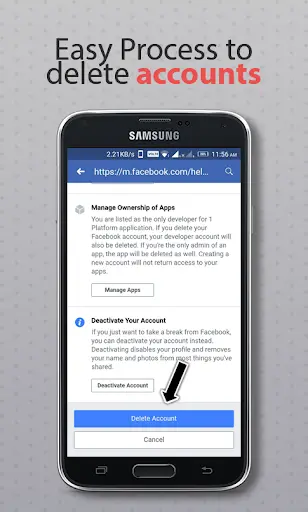 Account Delete for social application screenshot 2
