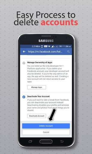 Account Delete for social application screenshot 2