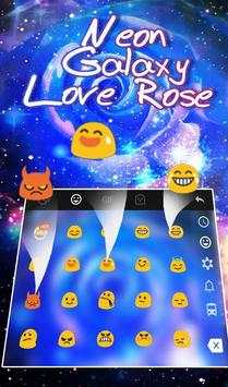 Neon Blue Galaxy Love Rose Keyboard Theme screenshot 4