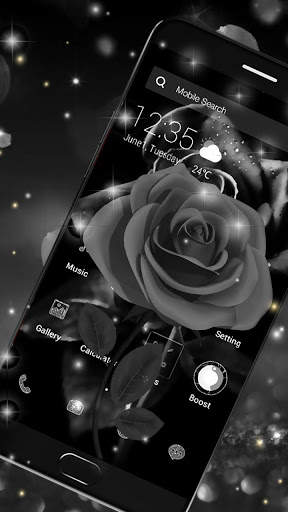 Black Rose APUS Launcher Theme screenshot 3