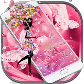 Pink Rose Water Drops Keyboard icon