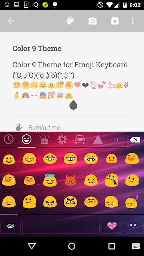 Color 9 Emoji Keyboard Theme screenshot 2