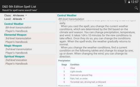 Fifth Edition Spell List Free screenshot 6