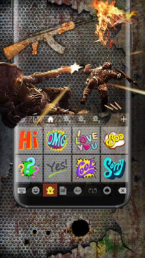 Gun Bullet Emoji Keyboard Theme screenshot 3