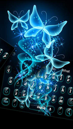 Blue Neon Butterfly Night Keyboard screenshot 2