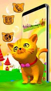3D Cute Yellow Cat Theme screenshot 2