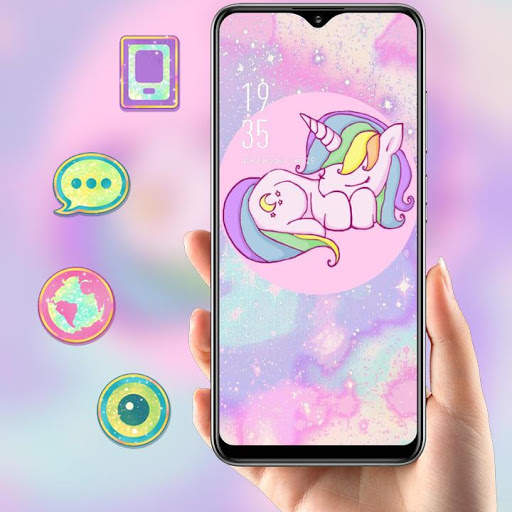 Merah muda bersinar tema unicorn sparkle galaxy screenshot 1