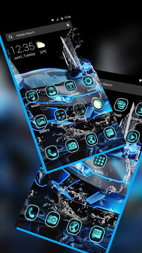 Blue Neon Sports Car APUS Launcher Theme screenshot 4
