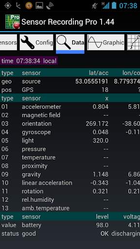 Sensor Recording Lite screenshot 2