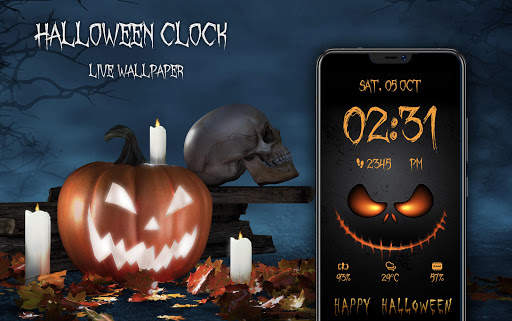Halloween Spooky Digital Clock Live Wallpaper screenshot 8