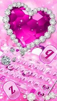 Pink Diamond Heart Keyboard Theme 1 تصوير الشاشة