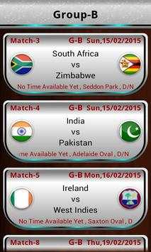 Cricket Cup 2015 Fixtures screenshot 7
