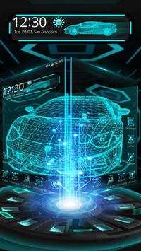 3D Neon Car Blue Theme screenshot 2